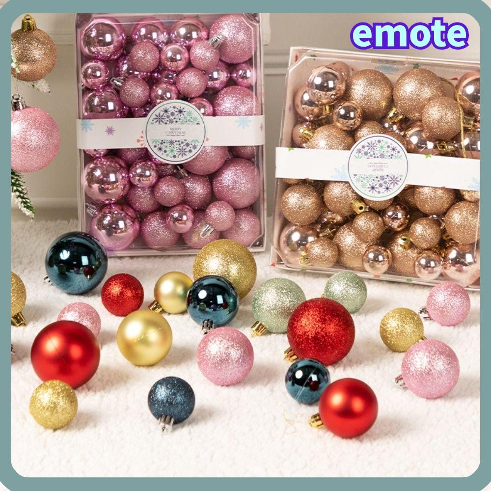 Emote 42PCS Christmas Ball ชุด, 3 ซม.4 ซม.5 ซม.พลาสติก Christmas Tree Ball,คุณภาพสูง 7 สี Suspensable Xmas เครื่องประดับ Ball ฉากอุปกรณ์