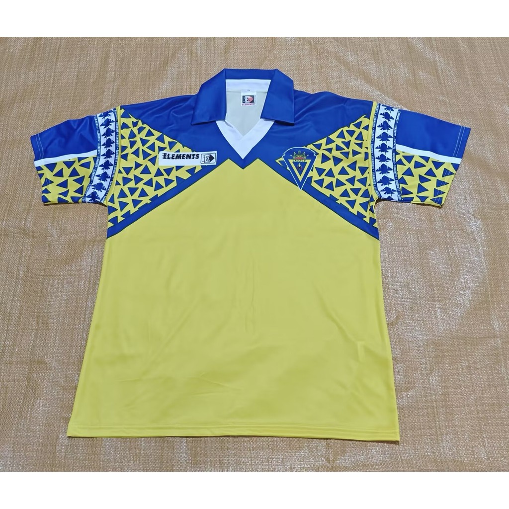 9192 Cadiz home เสื้อยืดแขนสั้นกีฬาฟุตบอลย้อนยุคสีเหลือง
