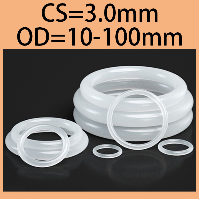 YHKJWhite โอริงซิลิโคนเกรดอาหารวัสดุทนความร้อนและกันน้ํา CS3.0mm * OD10-100mm