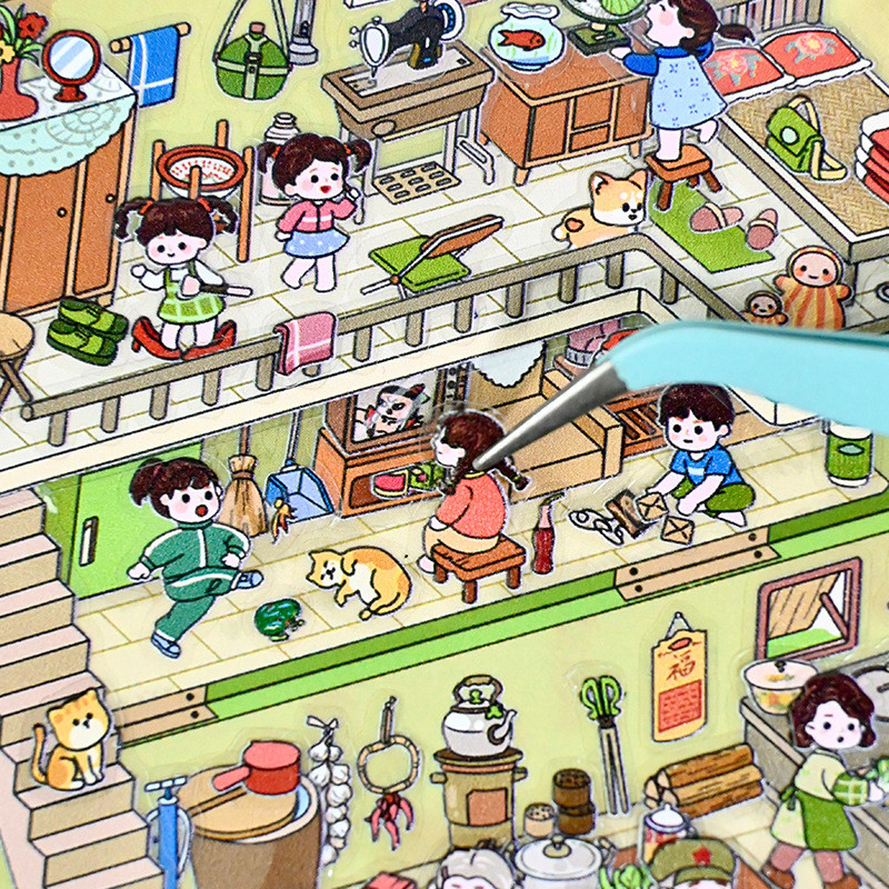 Idako 3D สติกเกอร์ Miniature Storage ภูมิทัศน์ Cabin สติกเกอร์ diy 3D ฉากสติกเกอร์ SS223