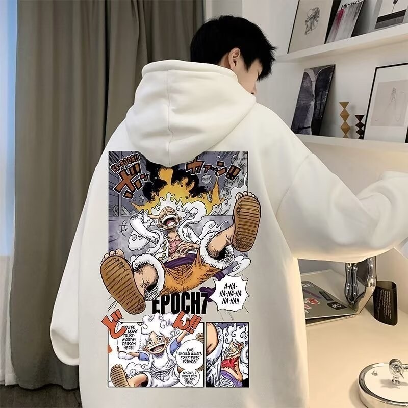 เสื้อฮู้ดเกาหลีอะนิเมะ ลูฟี่ เกียร์ที่ห้าพิมพ์ ม-8เอ็กแอล สําหรับผู้ชาย/ผู้หญิง
