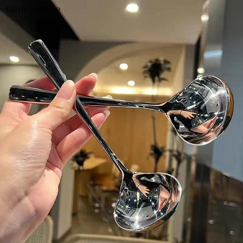 Tianyuaneee ช้อนสแตนเลส Thicken ยาวช้อนซุปสําหรับหม้อร้อน Scoops Home Kitchen Tableware อุปกรณ์ทําอาหาร Well