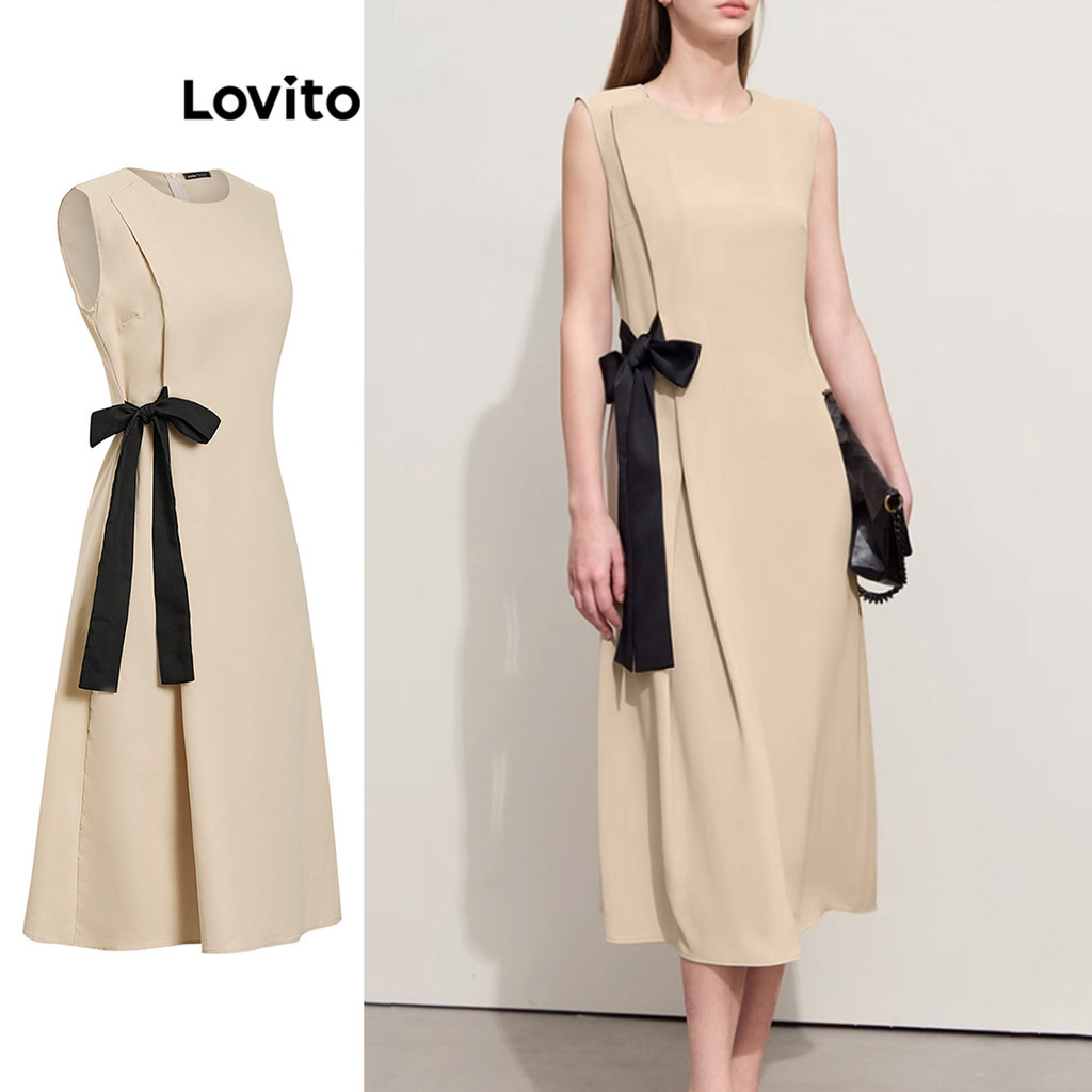 Lovito ชุดเดรสลูกไม้เรียบหรูสำหรับผู้หญิง L99ED428