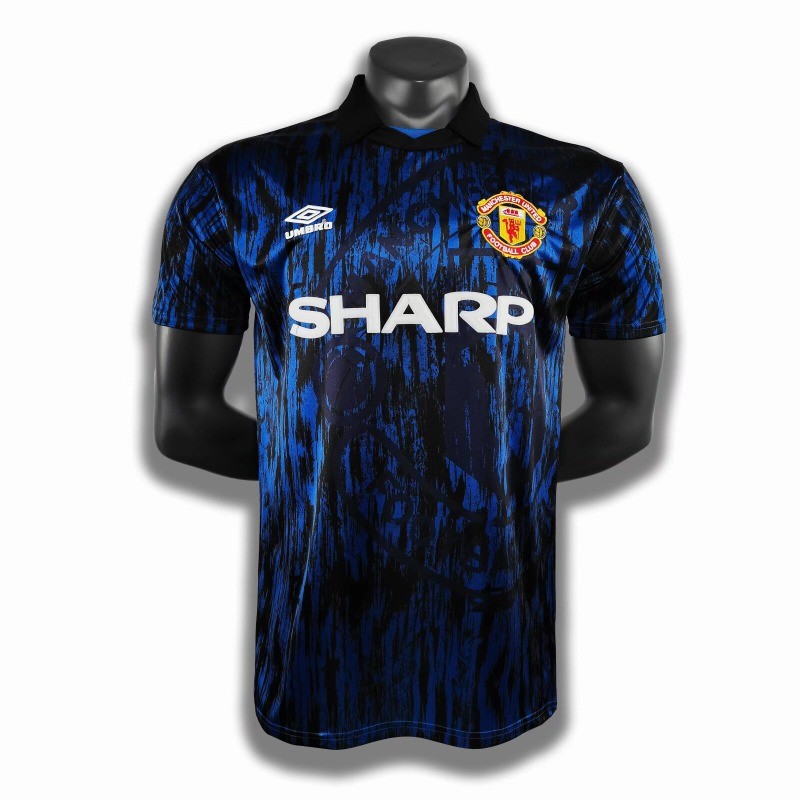 1992/93 Manchester United Away เสื้อฟุตบอลวินเทจแห้งเร็วกีฬาฟุตบอลด้านบน AAA