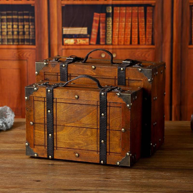 [ขายร้อน] กล่องเก็บของแบบพกพาย้อนยุคสมัยเก่าแบบพกพาอุปกรณ์ประกอบฉากยิงโบราณกล่องพกพา รหัส เอกสารเล่นคอลเลกชันกล่องสมบัติ