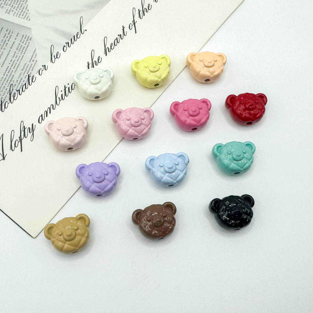 10ชิ้นหมีโลหะผสมลูกปัดที่มีสีสันแรคคูนผ่านหลุม ตัวเว้นวรรค สร้อยข้อมือลูกปัดพวงกุญแจทําเองอุปกรณ์เครื่องประดับ