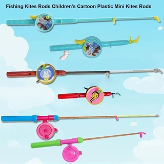 IFAYSHOW เด็กตกปลา Kites Rods,ยืดการ์ตูน Mini Kites Rods,Diverse สไตล์ 38 ซม./58 ซม./80 ซม. 50 เมตรสายเบ็ดตกปลาสําหรับของขวัญเด็ก
