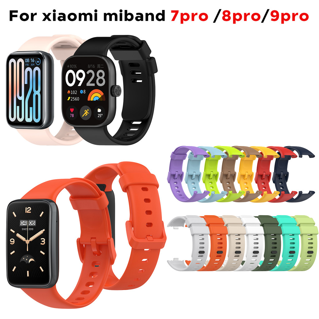 สายรัดซิลิโคนอ่อนนุ่มสําหรับสายรัดข้อมือ Xiaomi Mi Band 7 8 9 Pro MiBand 7 8 9 Pro