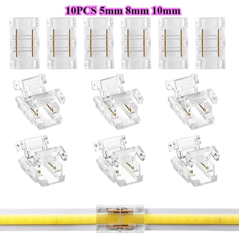 2pin 5 มม.8 มม.10 มม.COB LED Strip to Strip LED Connectors Strip to Wire การเชื่อมต่อ Solderless Ext