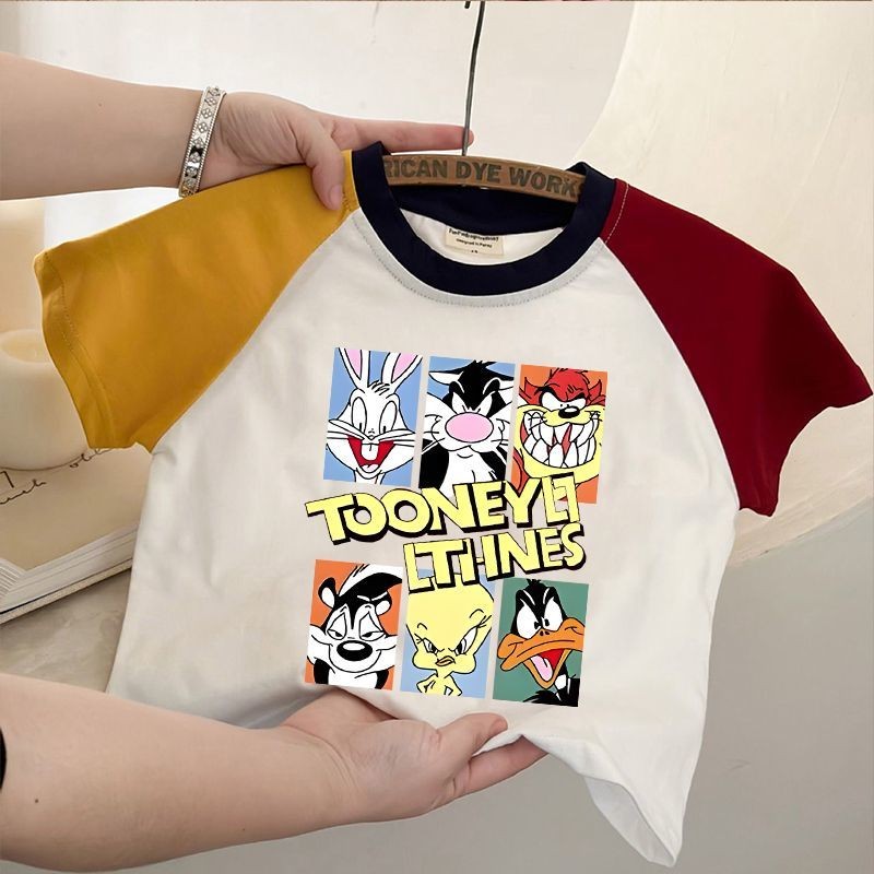 ฤดูร้อนใหม่ เสื้อยืดแขนสั้นผ้าฝ้ายแท้สำหรับเด็ก เสื้อยืดลายการ์ตูนสำหรับเด็กผู้ชาย เสื้อยืดแขนสั้นแบบแพทช์เวิร์ค เสื้อเด็กผู้หญิงที่มีสไตล์ - รูปที่ 4