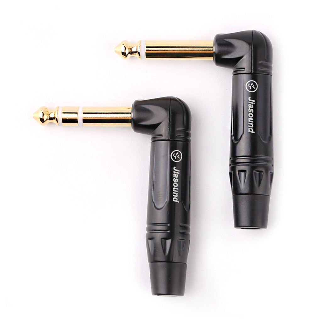 (1ตัว) [PJ] JIASOUND 812BG Mono และ 813BG Stereo ปลั๊กโฟน 1/4" แบบงอ ชุบทอง 24K