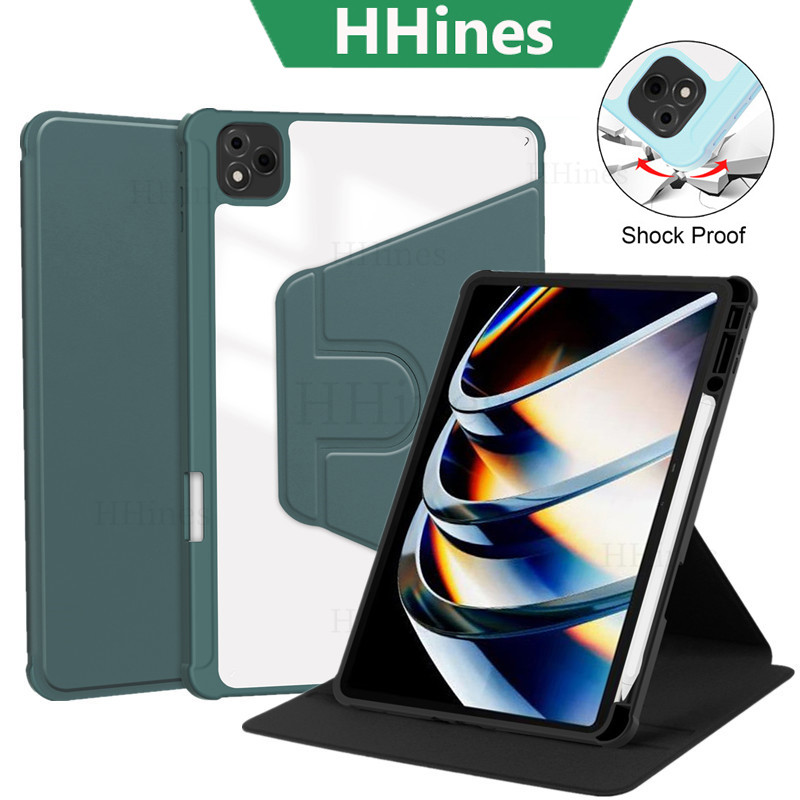 HHines สําหรับ Infinix Xpad X Pad 11 นิ้ว 2024 ขาตั้งหมุนได้ 360 องศาอะคริลิคใสสูง Hard Back กรณีแท็บเล็ต