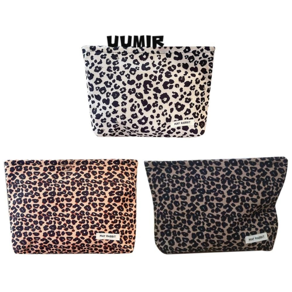Uumir กระเป๋าแต่งหน้าสําหรับเดินทาง, กระเป๋าเก็บอุปกรณ์อาบน้ําออแกไนเซอร์ กระเป๋าเครื่องสําอางเสือดาว, ของขวัญกระเป๋าล้างเสือดาวความจุขนาดใหญ่อเนกประสงค์นักเรี