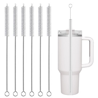 น้ําตาล 6ชิ้นฟางทําความสะอาดแปรงสําหรับแก้วยาวพิเศษท่อทําควา…