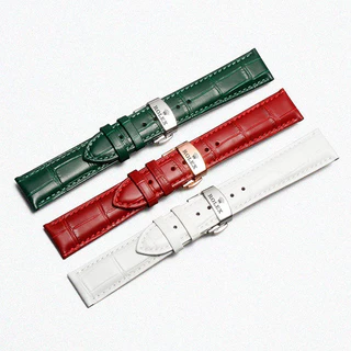 สายนาฬิกาหนังแท้สําหรับ Rolex - Daytona, Hulk, Submariner, Yacht-Master, Cellini, Butterfly Clasp, 12-24mm
