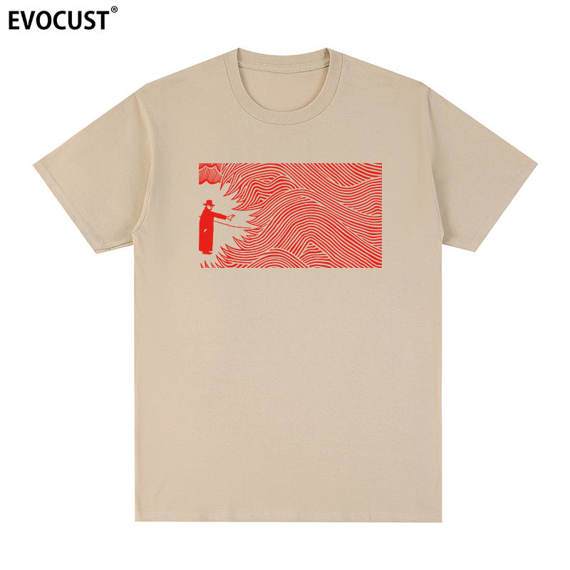 Radiohead Short Sleeves Rock Band Thom Yorke Wave Graffiti พิมพ์เสื้อยืด High Street สําหรับผู้ชายและผู้หญิง