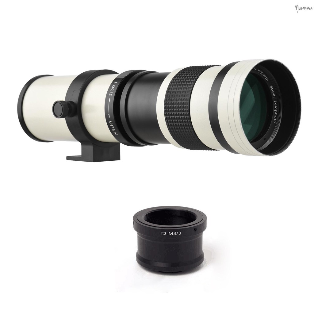 กล้อง MF Super Telephoto ซูมเลนส์ F/8.3-16 420-800 มม.T2 mount M4/3-mount อะแดปเตอร์แหวน 1/4 Thr เลนส์กล้อง Muswn-1