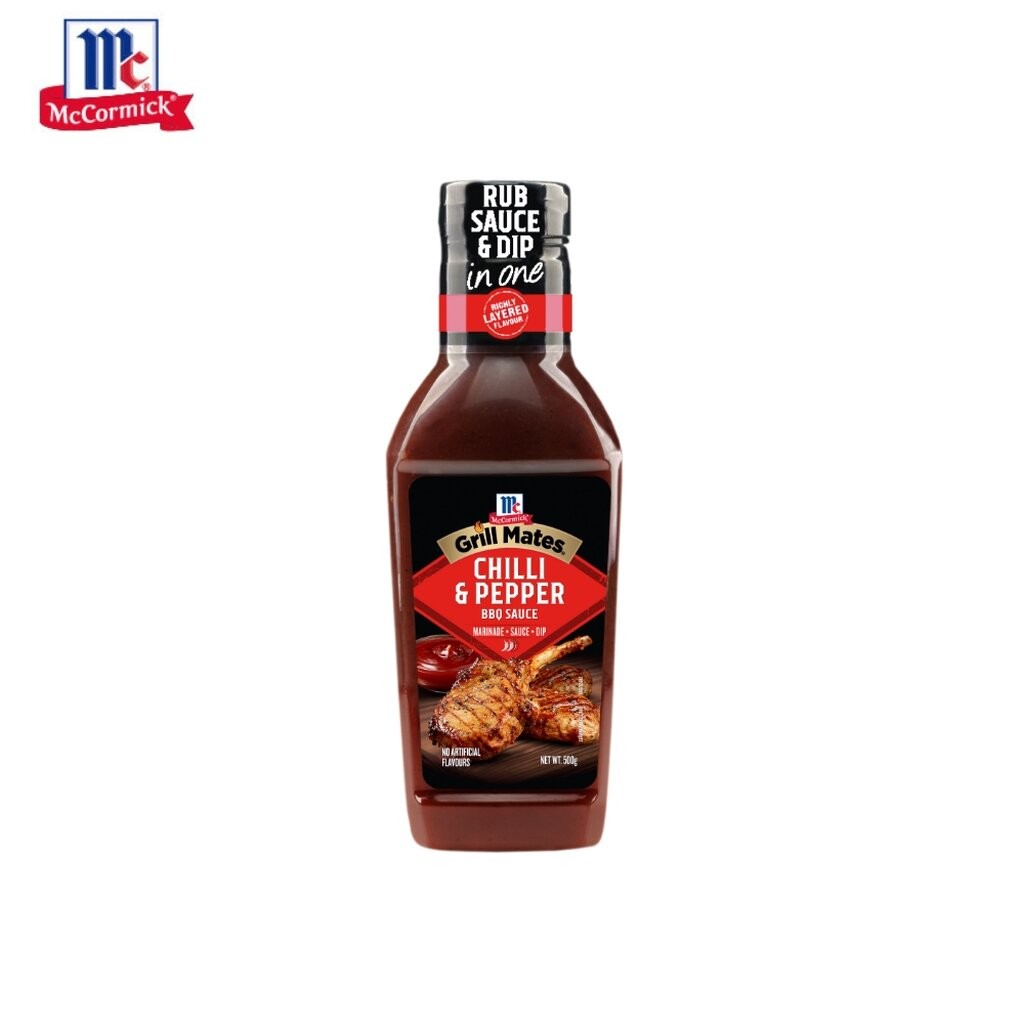 McCormick Grill Mates Barbecue Sauce Chilli and Pepper 500g. แม็คคอร์มิค ซอสบาบีคิวชิลลี่แอนด์เปปเปอ