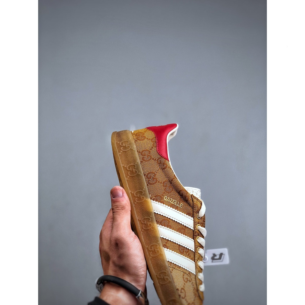 GUCCI กุชชี่ เทียบกับ. Adidas Original Gazelle Skate รองเท้าผ้าใบลําลองสําหรับผู้ชายผู้หญิง "สีน้ําตาล
