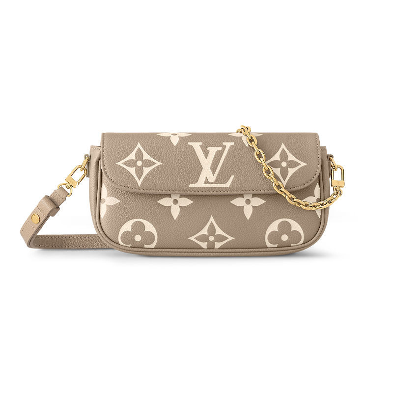 LV / Louis Vuitton CHAIN IVY กระเป๋าสะพายหลังหนังสีน้ำตาลเทาสำหรับสุภาพสตรี M82211