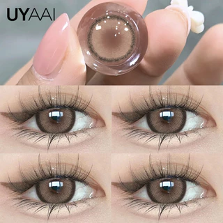 คอนแทคเลนส์ 【0.00--5.00】UYAAI คอนแทคเลนส์รายเดือน สีน้ำตาล สีเทา สไตล์เกาหลี 14~14.5mm