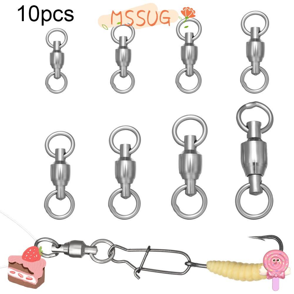 MSSUG 10 ชิ้นอุปกรณ์ตกปลาความแข็งแรงสูงสแตนเลสแบริ่งลูกหมุน