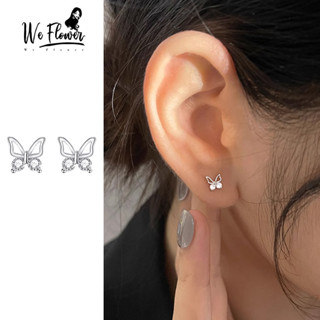 เราดอกไม้ที่ละเอียดอ่อน s925 เงิน Hollow Zircon ต่างหูผีเสื้…