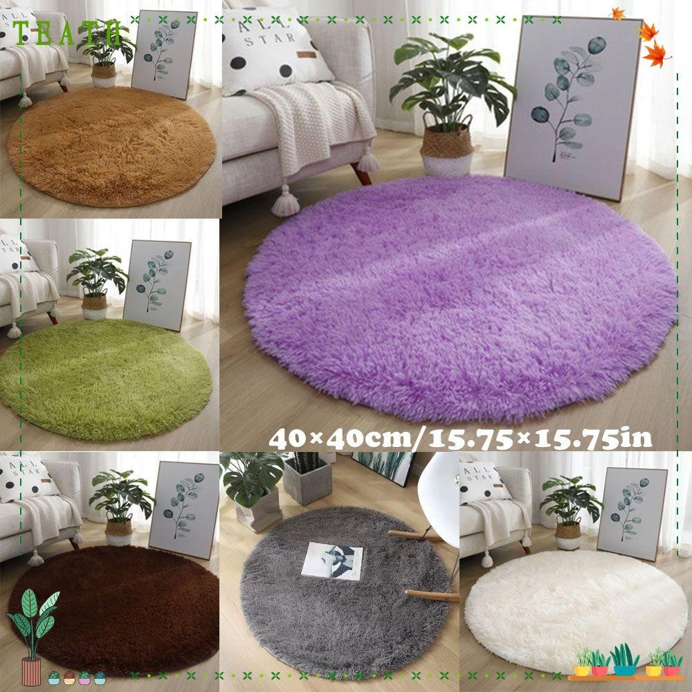 TEATH พรมห้องนั่งเล่น, 40 ซม.หนารอบพรม,คุณภาพสูงลื่นสีทึบ Soft Plush Foot Mat สําหรับห้องนั่งเล่นตกแต่งบ้านห้องนอน
