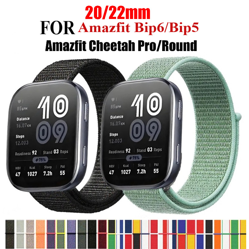 20/22 มม.สายนาฬิกาไนลอนสําหรับ Amazfit Bip 6/5/Cheetah Pro/Cheetah รอบกีฬานาฬิกา
