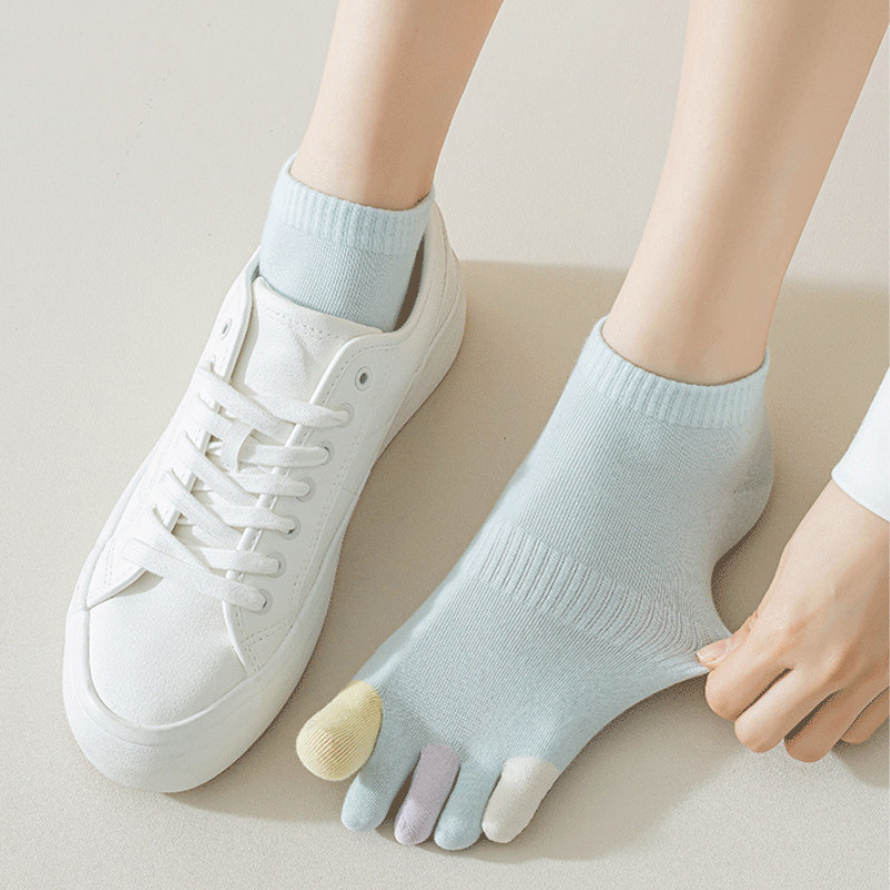 ถุงเท้าห้านิ้วผู้หญิงสไตล์บางผู้หญิงฤดูร้อนแยกสีลูกอมเหงื่อดูดซับป้องกัน @- - รูปที่ 6