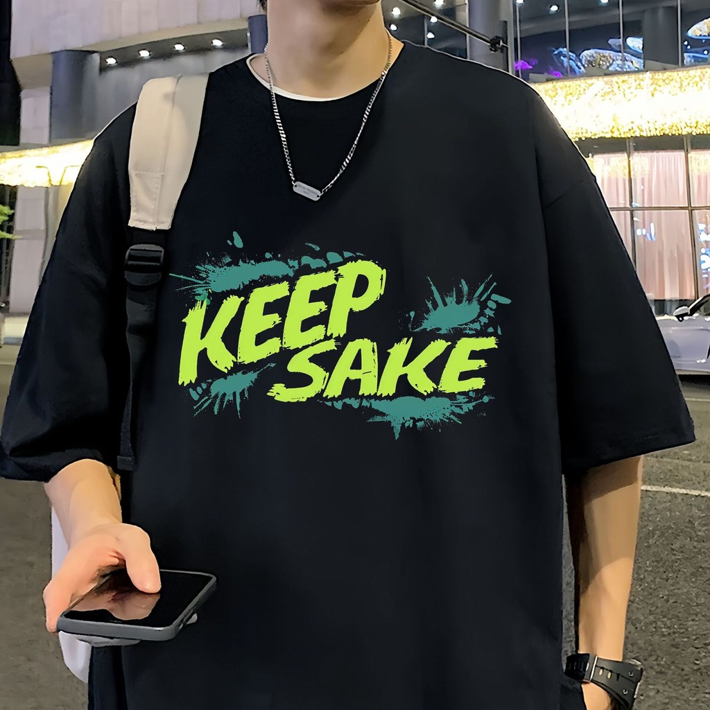 Short-Sleeved T-shirt Men's Heavy Cotton Summer Fashion Brand Ins Printed Top Loose Crew Neck Half S