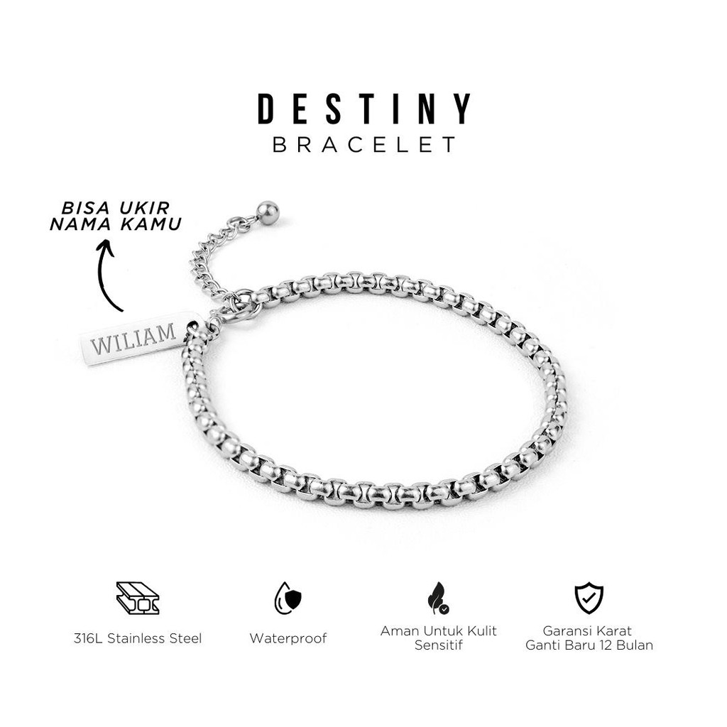 PROJECT NINETYSEVEN - สร้อยข้อมือ DESTINY - สร้อยข้อมือชื่อที่กําหนดเองป้องกันสนิมคู่หรูหราสําหรับผู