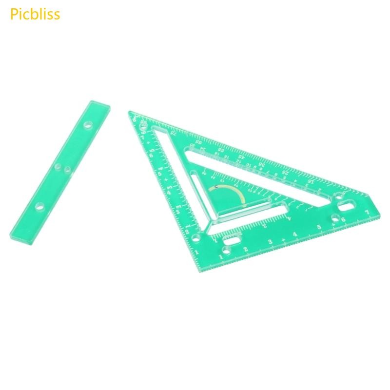 Picbliss ตําแหน่งไม้บรรทัด Rafter Square พร้อม Bubble Jig Block Rafter เครื่องมือสแควร์มัลติฟังก์ชั่