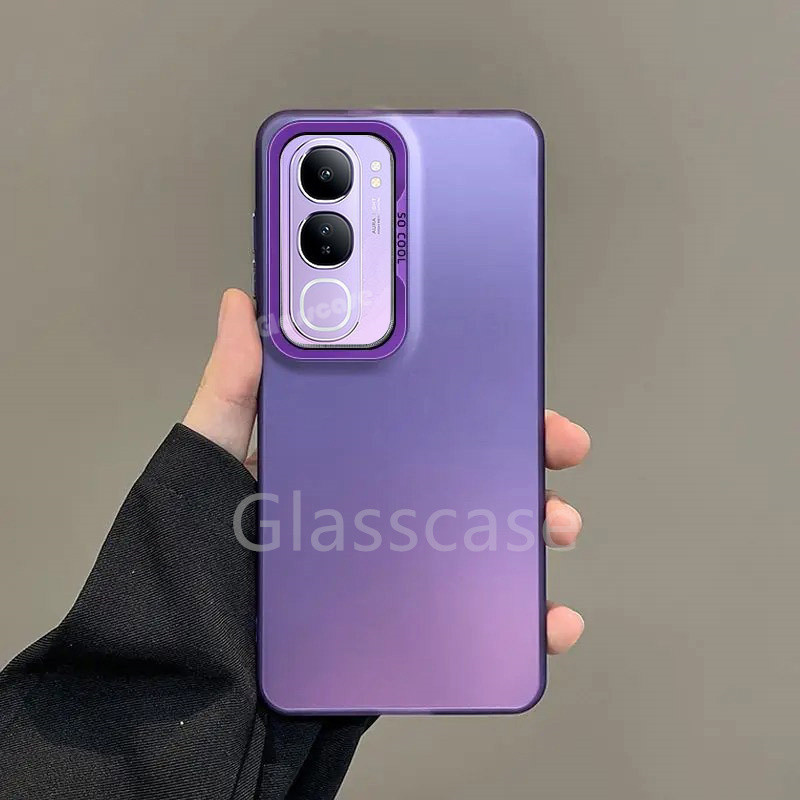 ปลอกสําหรับ Vivo Y200 Y100 Y19s Y17s Y 200 Y 19s VivoY200 VivoY19s โลหะ Frosted Hard เคสโทรศัพท์แฟชั่น Minimalist เปลือกเลเซอร์กันกระแทกป้องกันปลอกฮาร์ดปกหลัง