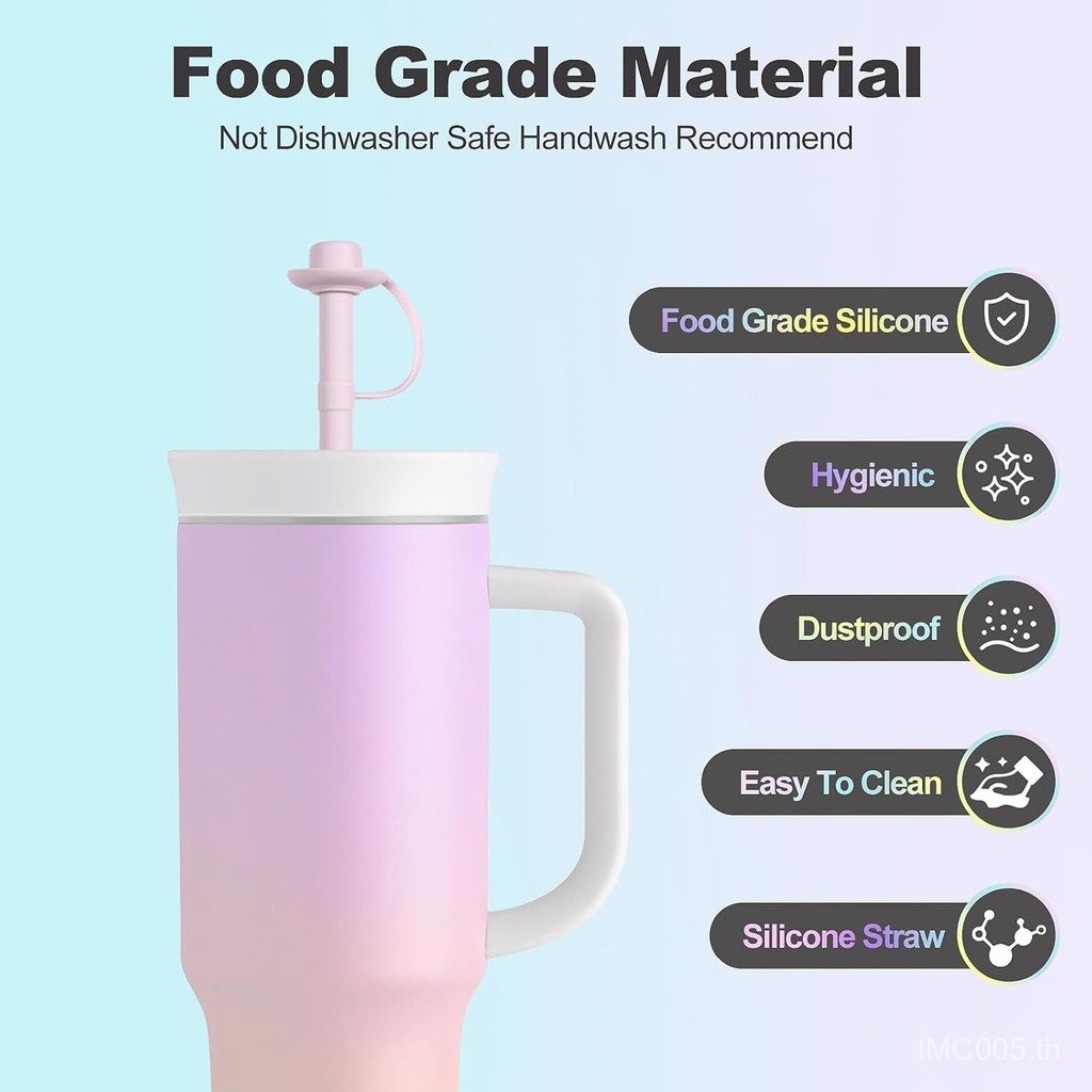 เปลี่ยนหลอดสำหรับ owala 40ออนซ์แก้วหลอดซิลิโคนนำมาใช้ใหม่12นิ้วยาวกับหมวกคาวบอยฟางปก6หลอดซิลิโคน2ทำความสะอาดแปรง - รูปที่ 3