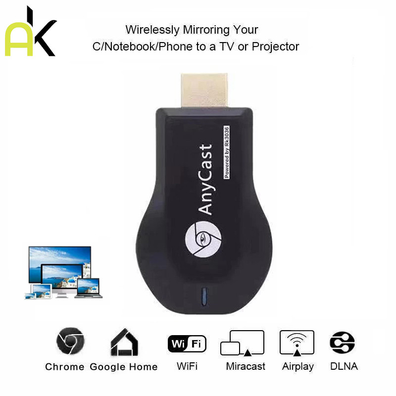 AK HDTV Anycast M2 plus Anycastปื hdmi wifi Display HD อุปกรณ์ร่วมหน้าจอไร้สาย ต่อมือถือไปทีวี รองรับ Android