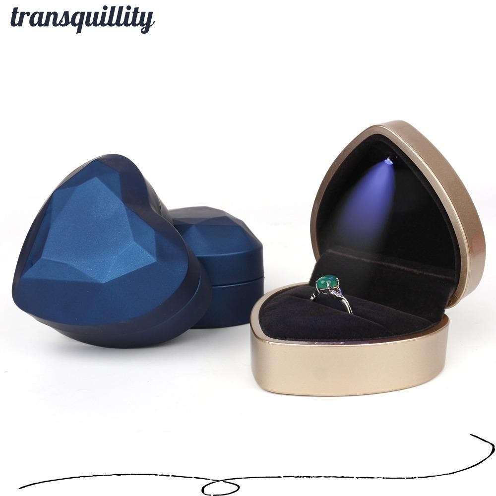 กล่องแหวนคู่ TRANSQUILLITY, เครื่องประดับหรูหรา LED Light กล่องแหวนแต่งงาน, แปดเหลี่ยมของขวัญบรรจุภัณฑ์เครื่องประดับออแกไนเซอร์แหวนแสดงกล่องของขวัญจี้สร้อยข้อมือสร้