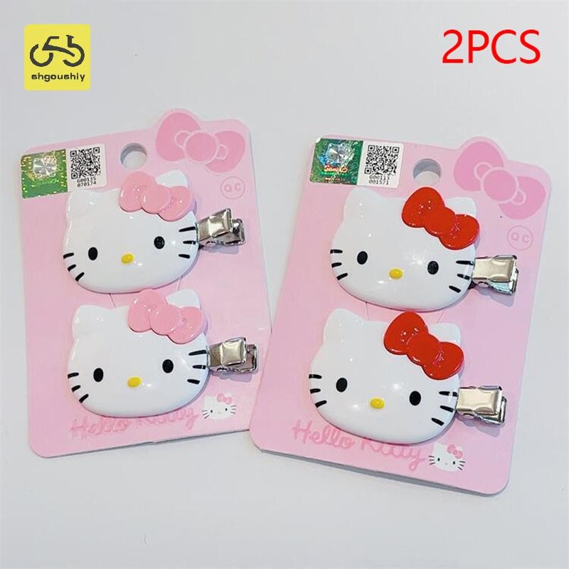 [Shgoushiy] Kawaii Sanrio กิ๊บติดผมลูกแมวการ์ตูน KT Cat Hairpin ด้านข้างคลิปหน้าม้าสําหรับสาวน่ารัก Headwear อุปกรณ์เสริมผม TH