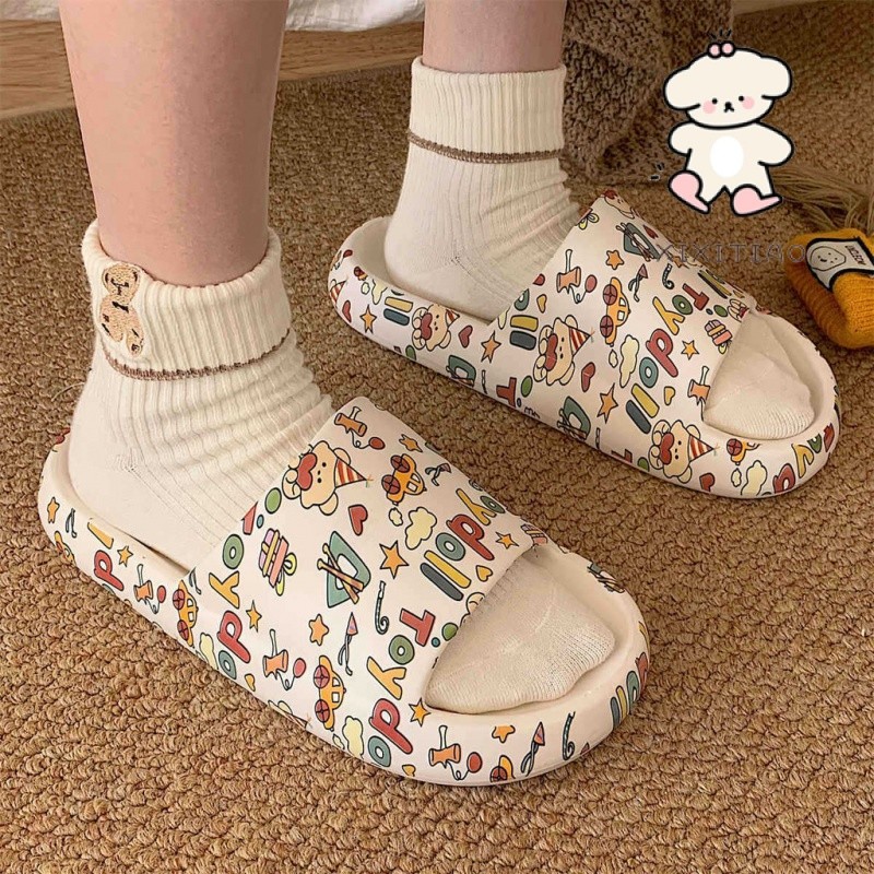 Xixitiao รองเท ้ าแตะหมีน ่ ารักฤดูร ้ อนนักเรียนสบายๆบ ้ านในร ่ มหนาSoled