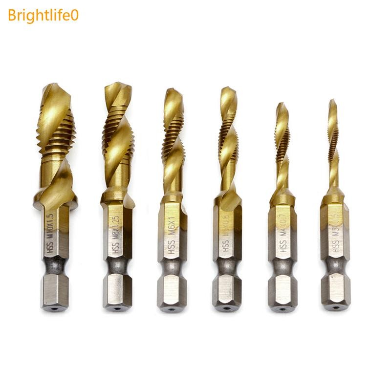 Brigh 1PC Hex Shank M3-M10 สําหรับไทเทเนียมชุบ HSS มือสกรูด้ายเมตริกแตะเจาะ