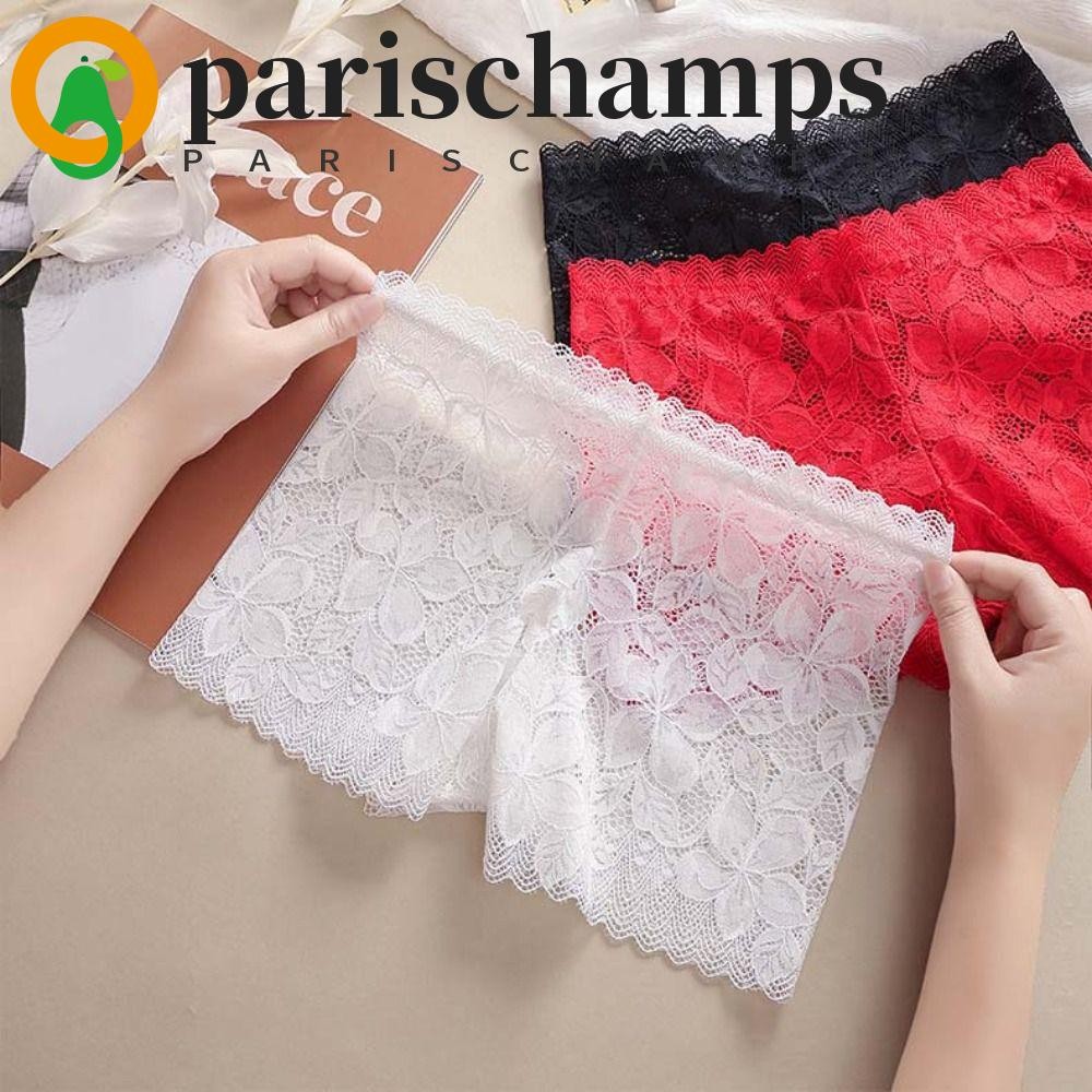 Parischamps ลูกไม้ตาข่ายดอกไม้ Hollow Out กางเกง, กลางเอวบางผู้หญิง Anti-glare ความปลอดภัยกางเกง,สบายๆโปร่งใสชุดชั้นในลูกไม้ดอกไม้ Traceless ความปลอดภัยกางเกงขาสั้น Lady
