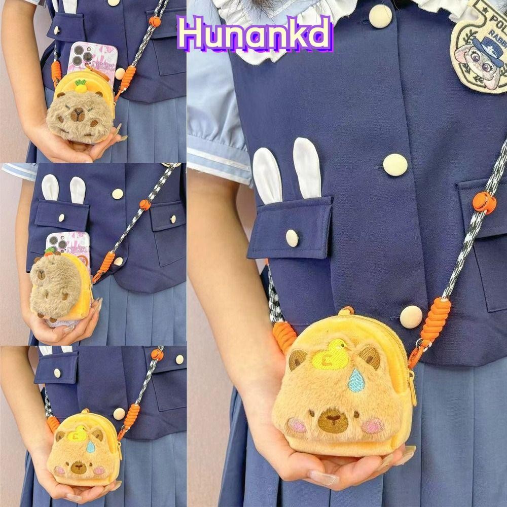 Hunan กระเป๋าโทรศัพท์มือถือ อเนกประสงค์น่ารักการ์ตูน Capybara กระเป๋าเหรียญ กระเป๋าสตางค์อะนิเมะตุ๊กตาไหล่ Messenger