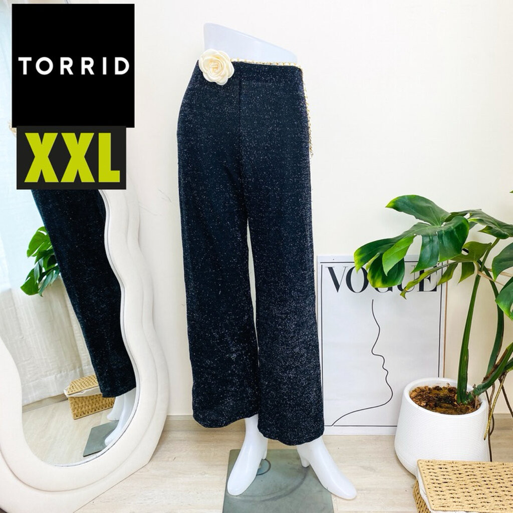 ไซด์ XXL แบรนด์ Torrid แท้ 100%🌸กางเกง เอวสูง กริตเตอร์ งานเกล็ดวิบวับ สีดำ ใส่ออกงาน ชุดออกงาน ชุดป