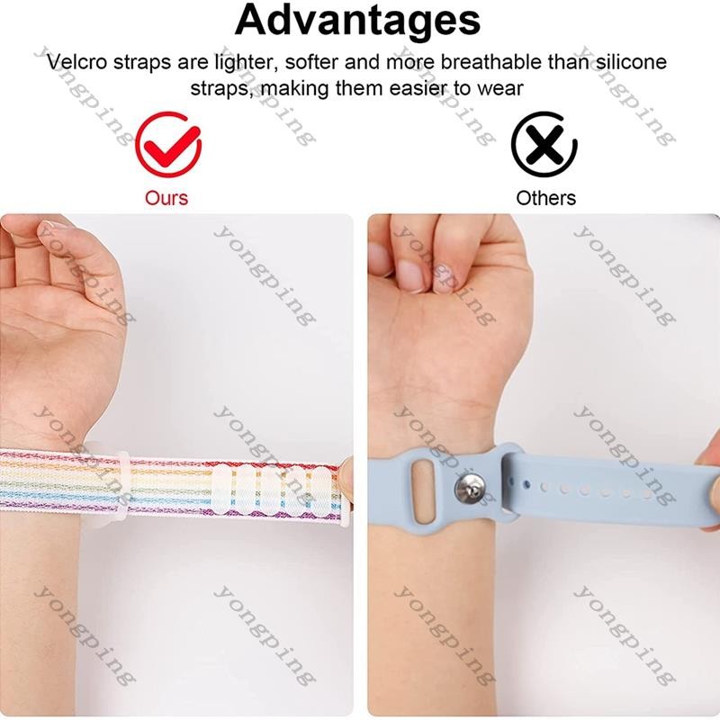 สายรัดข้อมือเด็ก เข้ากันได้กับ Apple AirTag, เคสป้องกันสําหรับ Air Tag GPS Tracker Holder พร้อมสร้อยข้อมือไนลอน