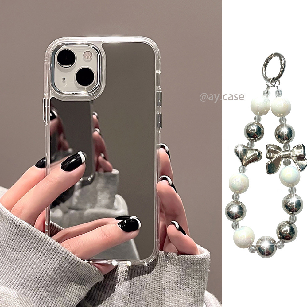 【Case+Bracelet】Case เคส For iPhone 13 15 11 12 14 Pro Max XR X XS Max 11promax กรณี TPU อ่อน กรณีกระจกแต่งหน้าสำหรับ