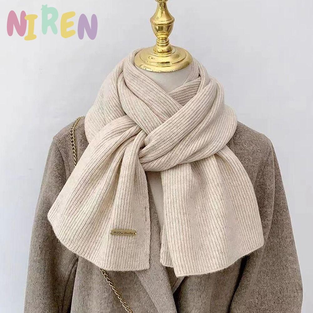 Niren ผ้าพันคอถัก, ผ้าพันคอข้ามสีทึบข้น, ผ้าผูกคอห่อผ้าพันคอคอทําด้วยผ้าขนสัตว์หญิง