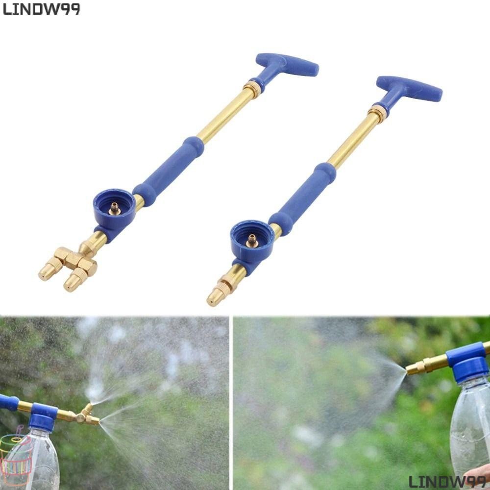 Lindw99 เครื่องพ่นสารเคมีชลประทาน, Push-pull ทองเหลือง Atomizing Misting หัวฉีด,แบบพกพาแรงดันสูงเดี่ยว/คู่หัว Universal หัวฉีดน้ํา