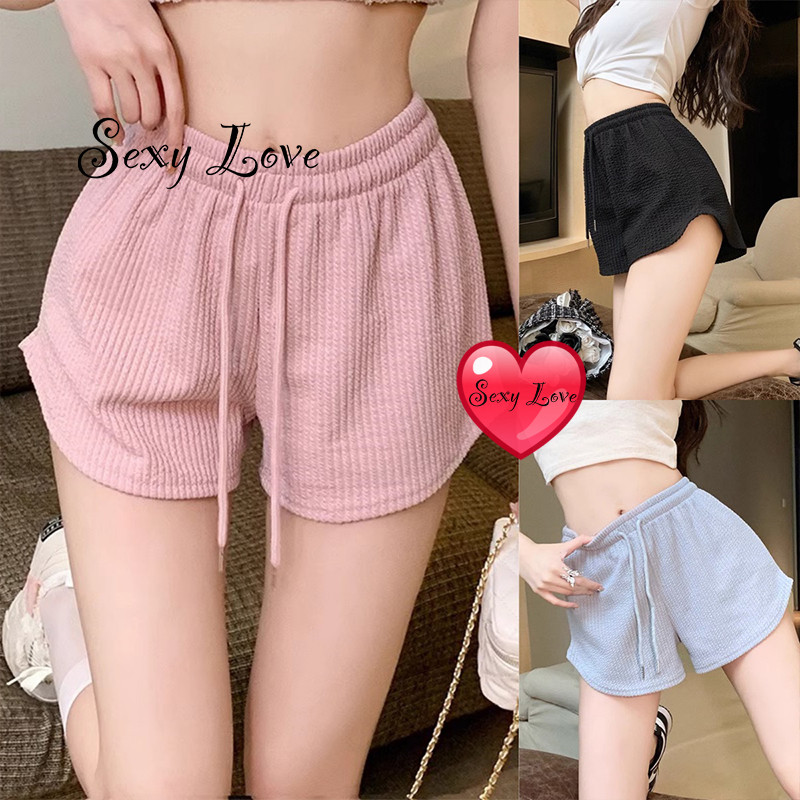 💗Sexy Love💗กางเกงขาสั้น สไตล์สั้น เอวสูง หลวม สีทึบ ใส่สบาย มีหลายสี พร้อมส่งจากไทย