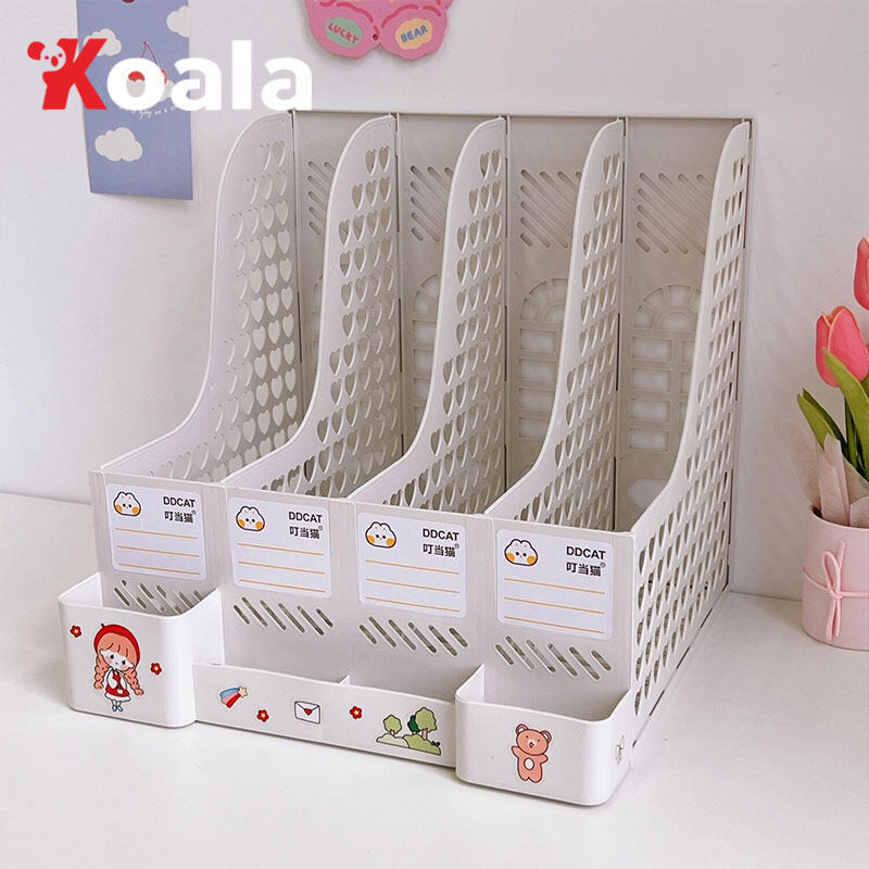 KOALA ชั้นวางหนังสือ 4ช่อง ชั้นวางเครื่องเขียน กล่องใส่แฟ้ม แฟ้มใส่เอกสาร ที่ใส่หนังสือ จัดระเบียบโต๊ะ พร้อมส่งตัวเลือก