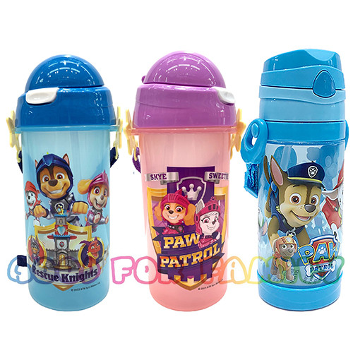 กระติกน้ำเด็ก PAW PATROL ขบวนการเจ้าตูบสี่ขา พาว เพทโทร กระบอกน้ำ หลอดดูดเด้ง สีน้ำเงิน - ของแท้